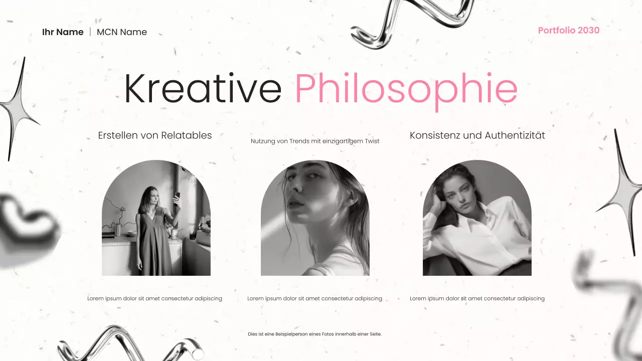 Schwarzes Metall und rosa moderne Content Creator Portfolio Präsentation