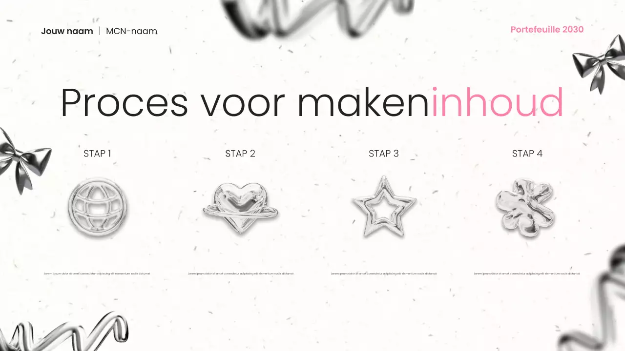 zwart metaal en roze moderne content creator portfolio presentatie