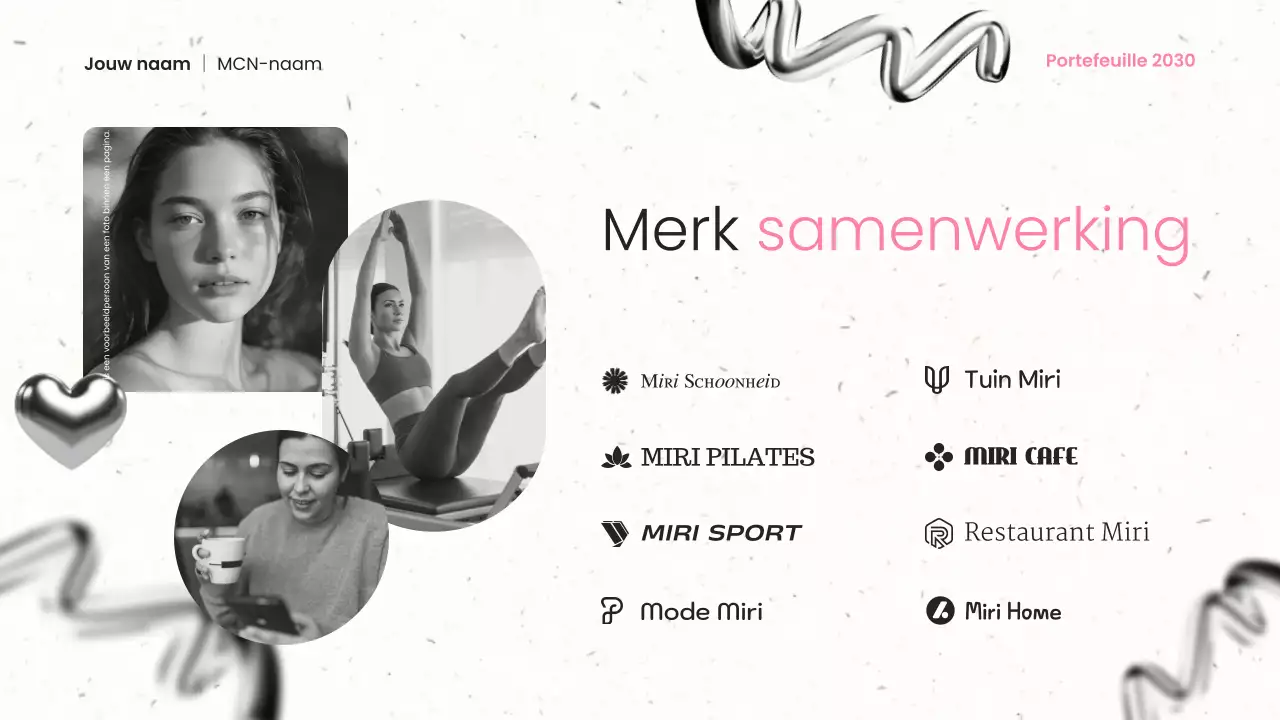 zwart metaal en roze moderne content creator portfolio presentatie