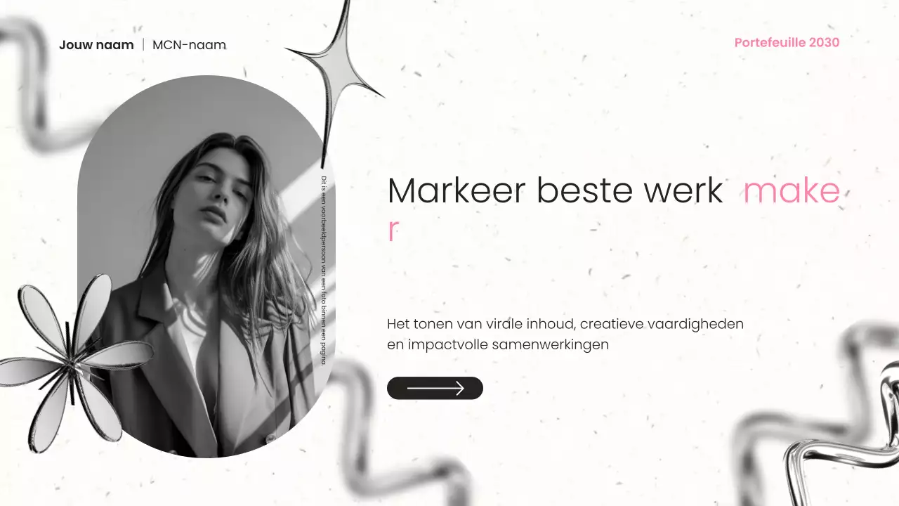 zwart metaal en roze moderne content creator portfolio presentatie