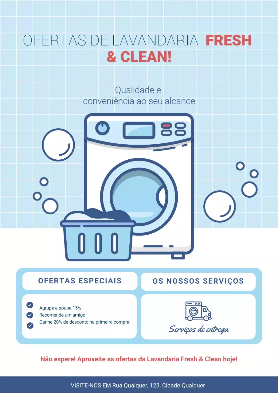 promoção lavandaria moderna azul