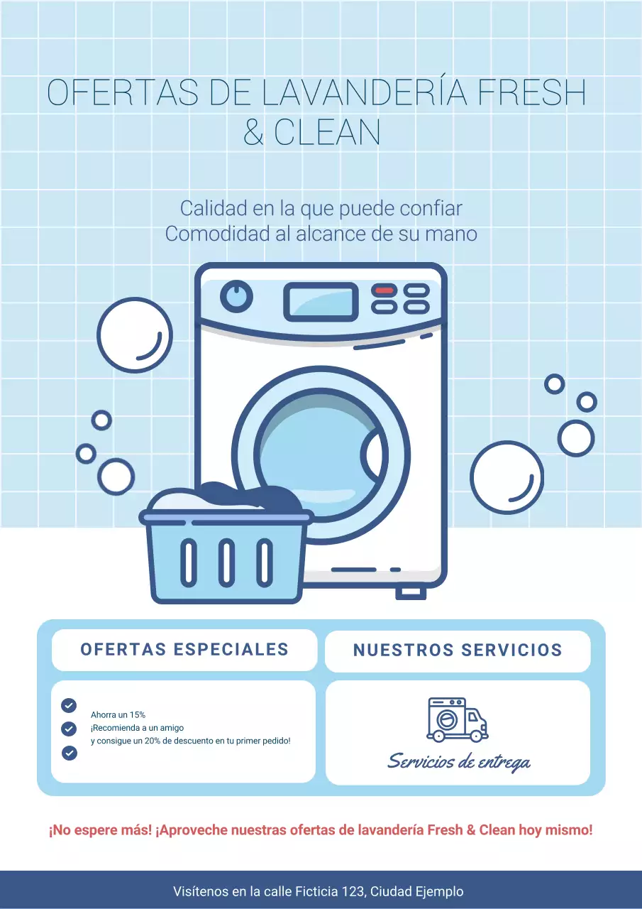 promoción lavandería moderna azul