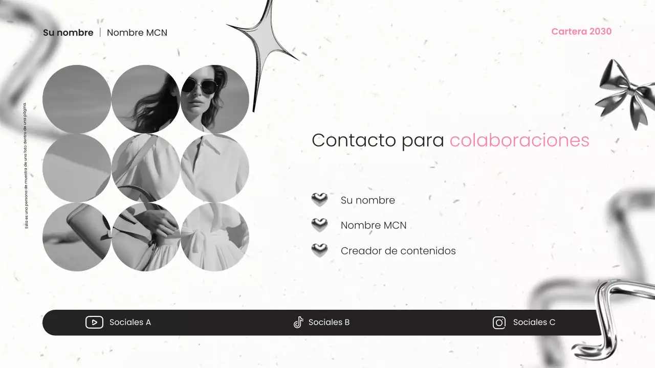 metal negro y rosa moderno creador de contenidos presentación de la cartera