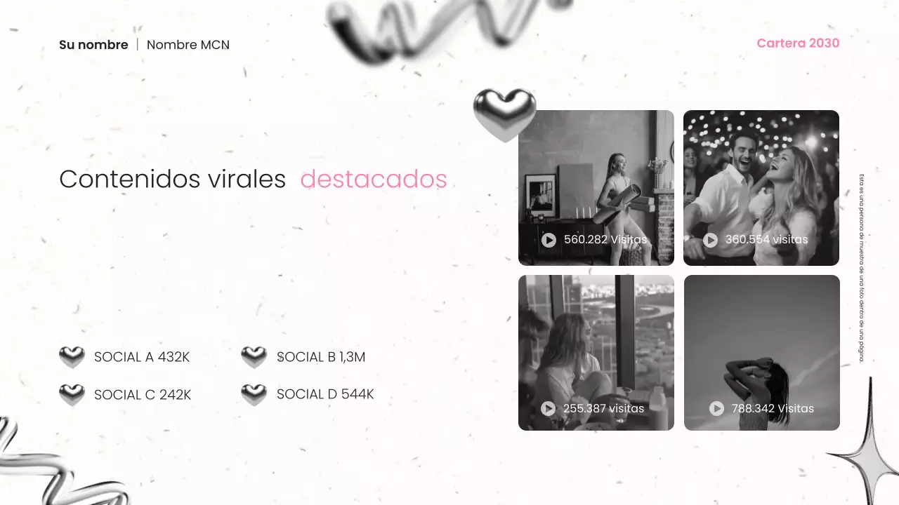 metal negro y rosa moderno creador de contenidos presentación de la cartera