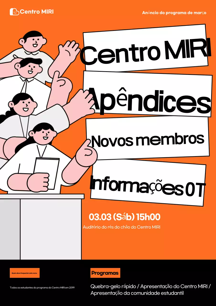 Folheto de recrutamento Orange Pop