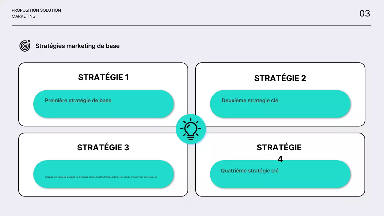 Propositions de solutions marketing claires et nettes