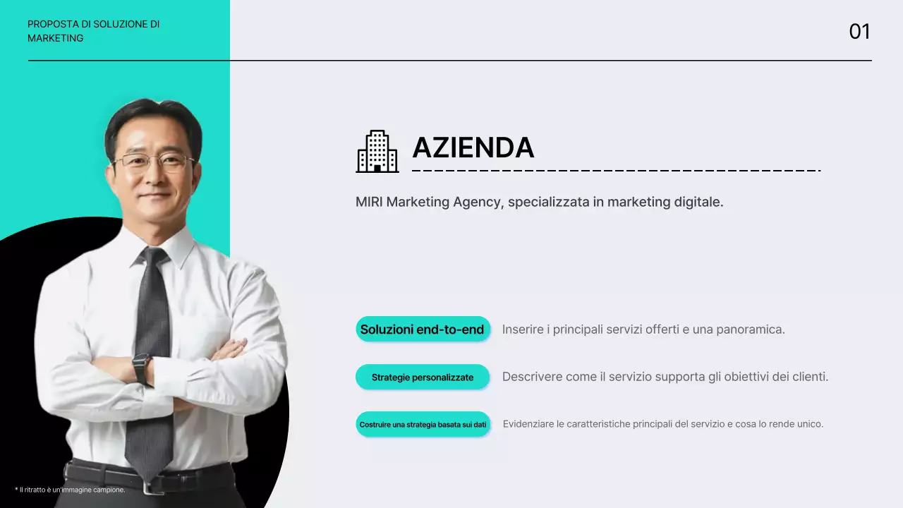 Proposte di soluzioni di marketing pulite e brillanti