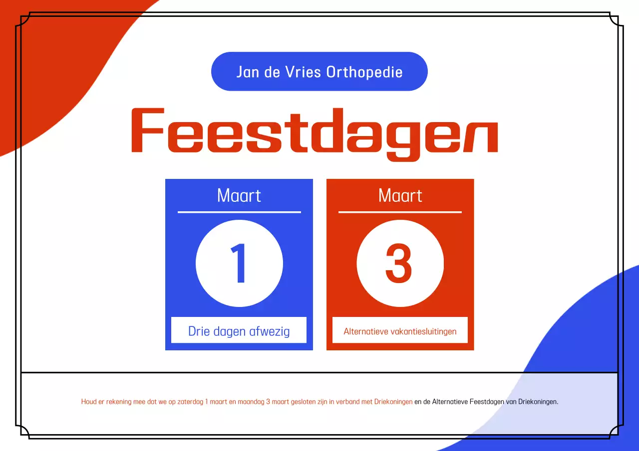 Orange standaard aankondiging sluiting