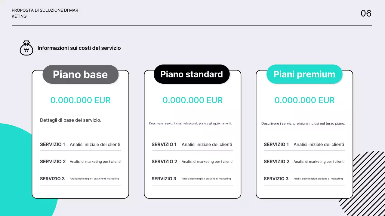 Proposte di soluzioni di marketing pulite e brillanti