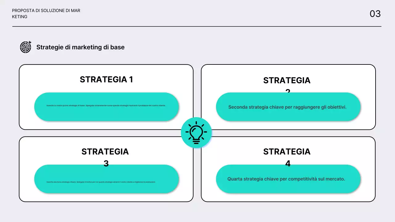 Proposte di soluzioni di marketing pulite e brillanti