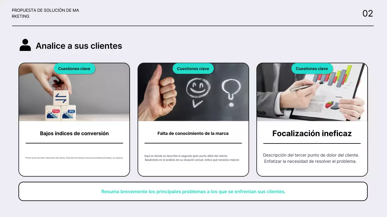Propuestas de soluciones de marketing limpias y nítidas