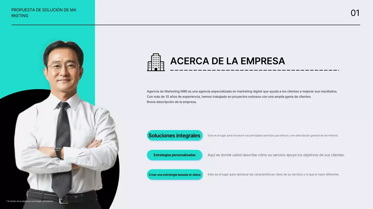 Propuestas de soluciones de marketing limpias y nítidas