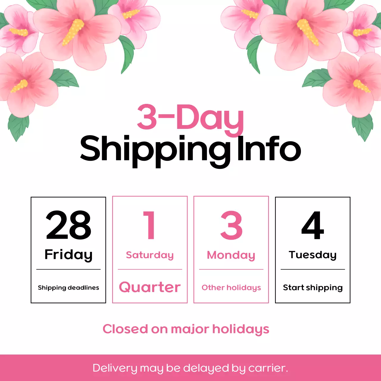 Thông báo giao hàng Samiljeol màu hồng và đen đơn giản