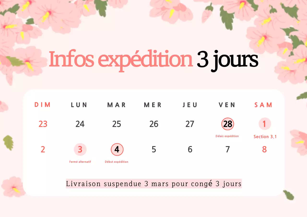 Festival coréen rose et blanc avec préavis de livraison de trois jours