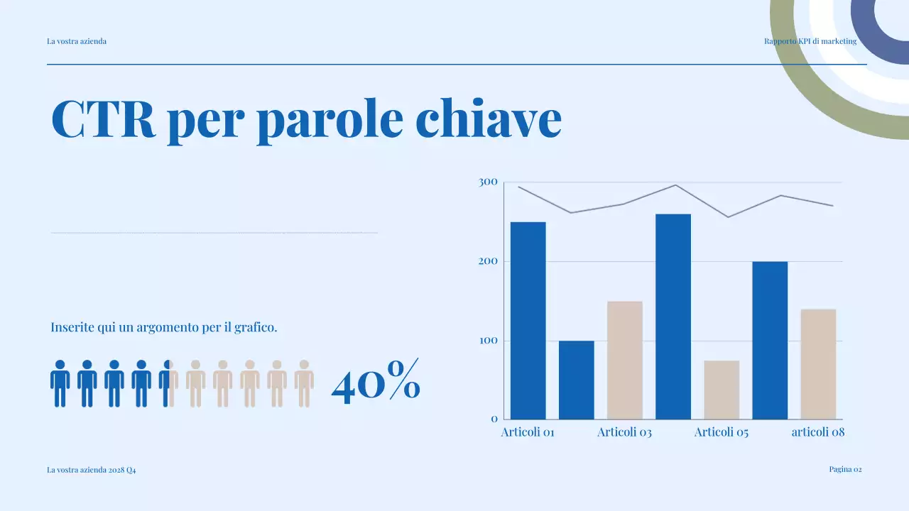 rapporto di marketing blu moderno
