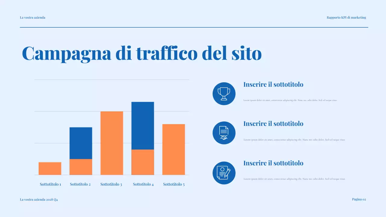 rapporto di marketing blu moderno