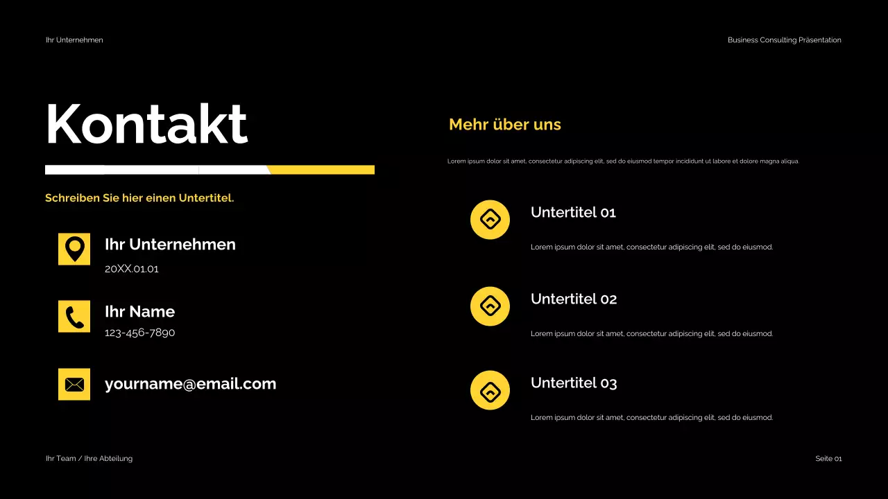 Schwarz-Gelb Moderne Unternehmensberatung Präsentation