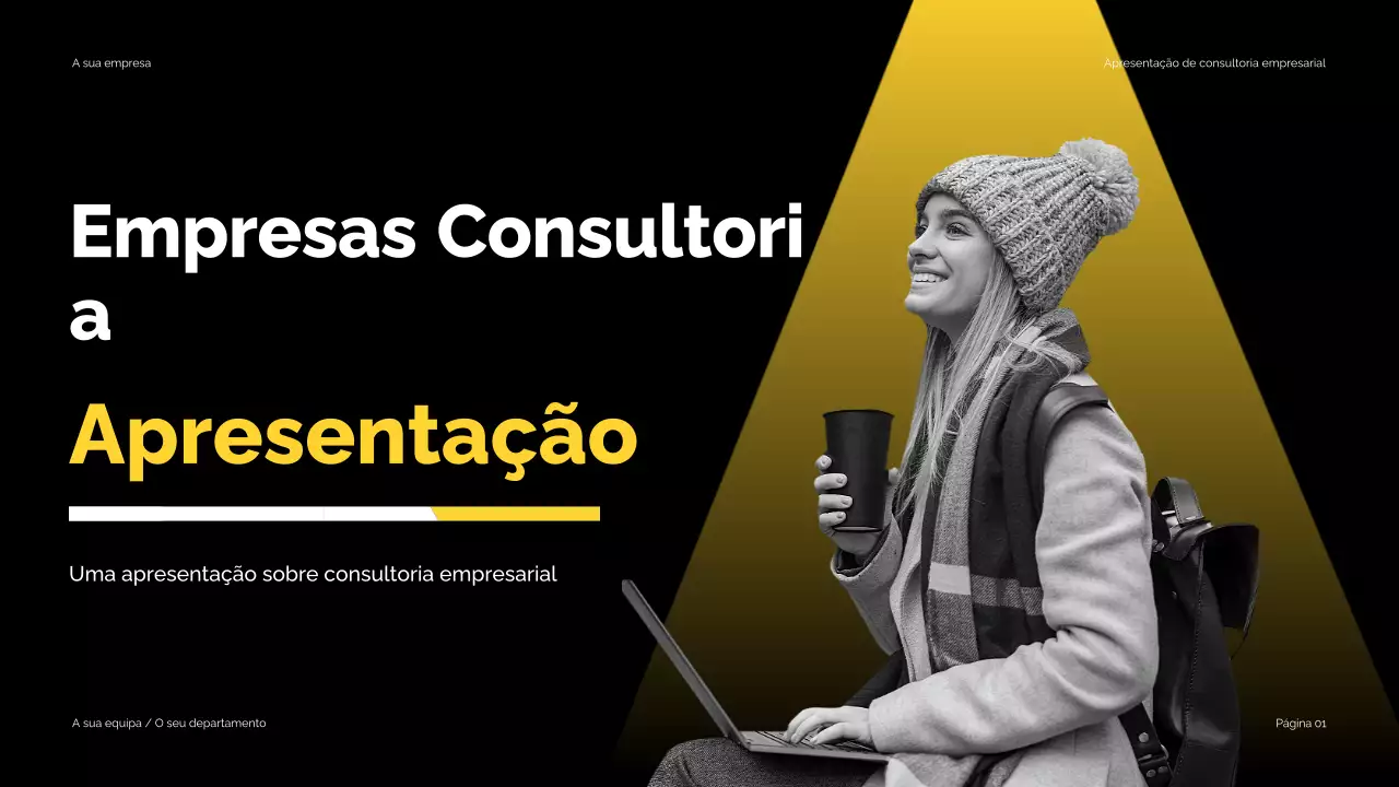Apresentação de consultoria empresarial moderna preto-amarelo