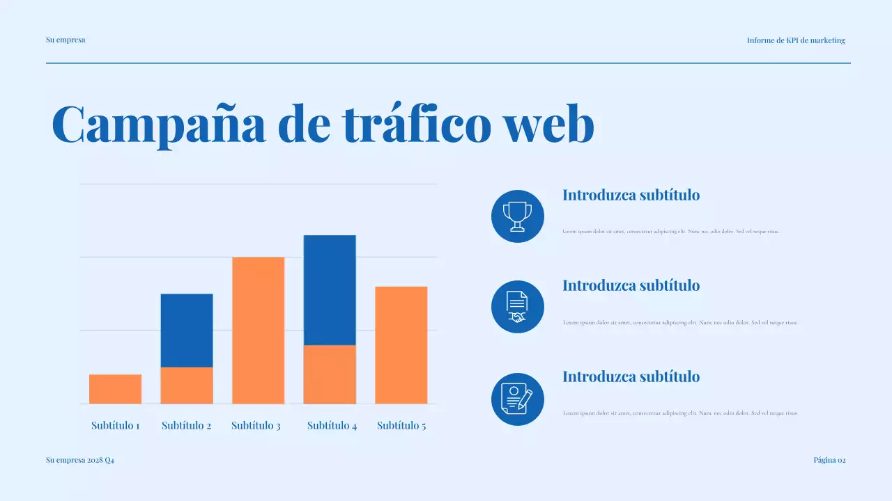 informe de marketing blue modern
