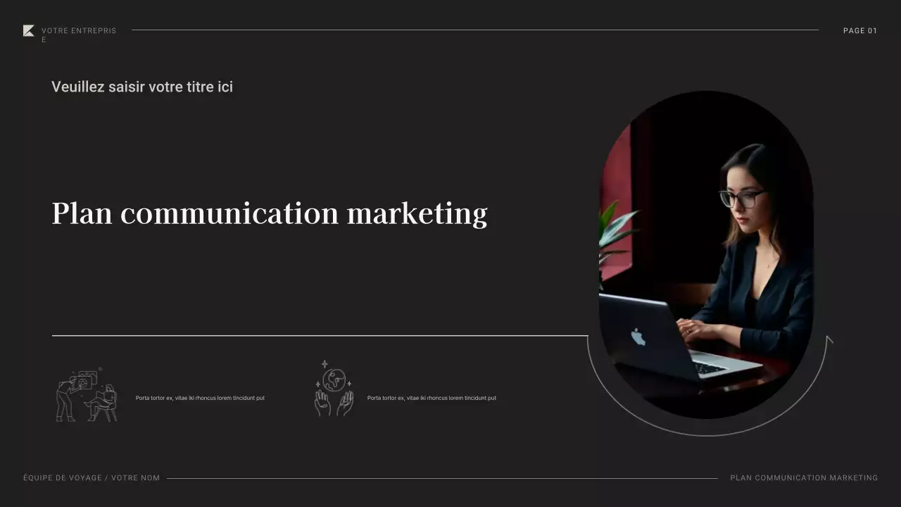 document de plan de marketing professionnel noir