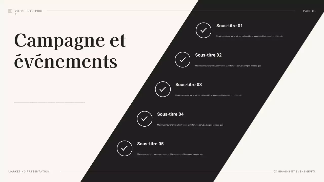 document de plan de marketing professionnel noir
