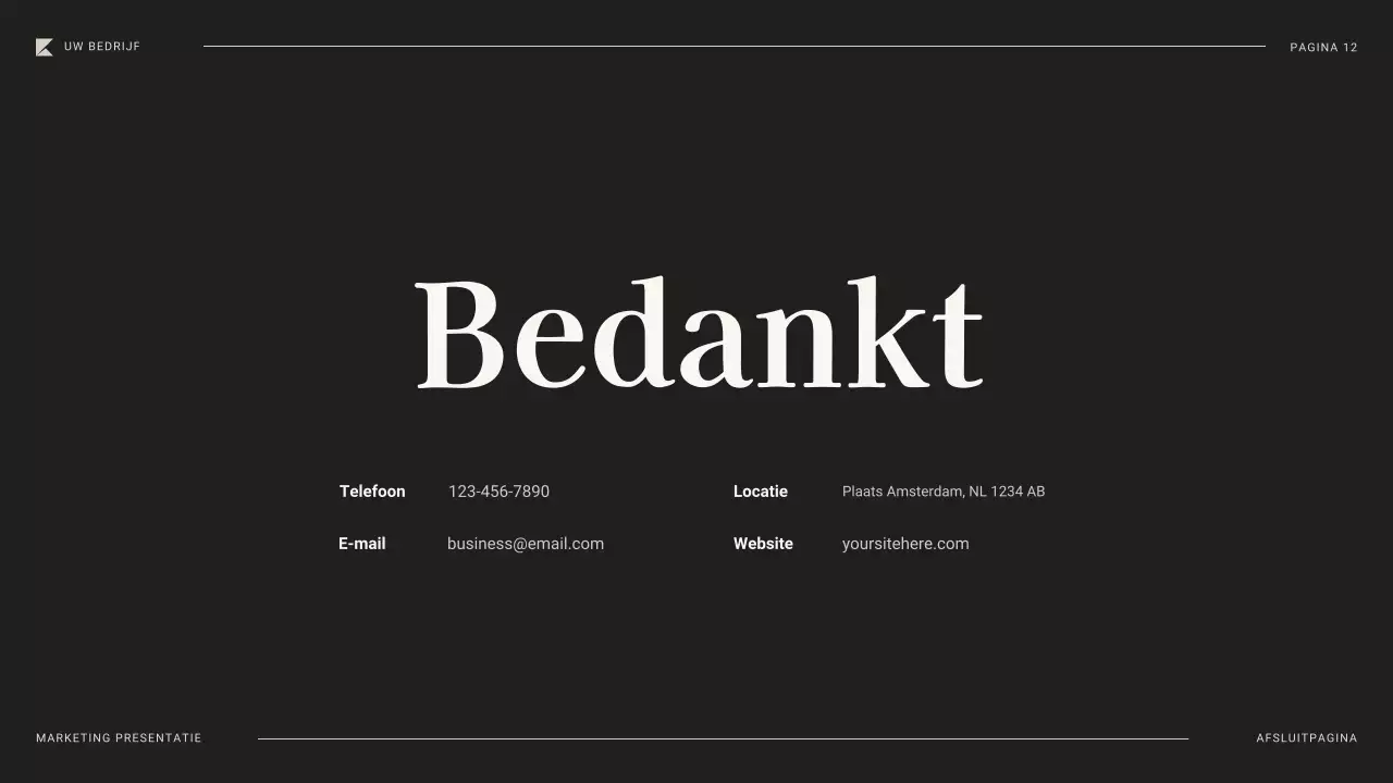 zwart professioneel marketingplan document