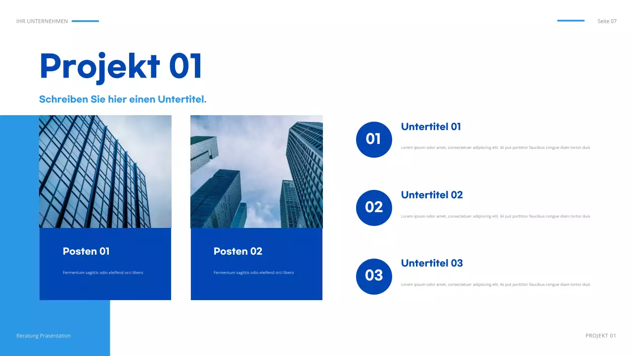 blaues geometrisches IT-Präsentationsdokument