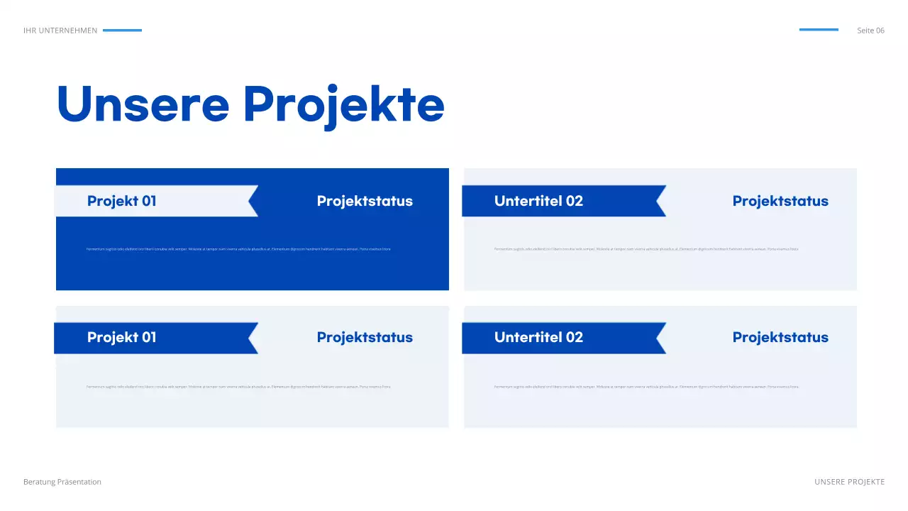 blaues geometrisches IT-Präsentationsdokument