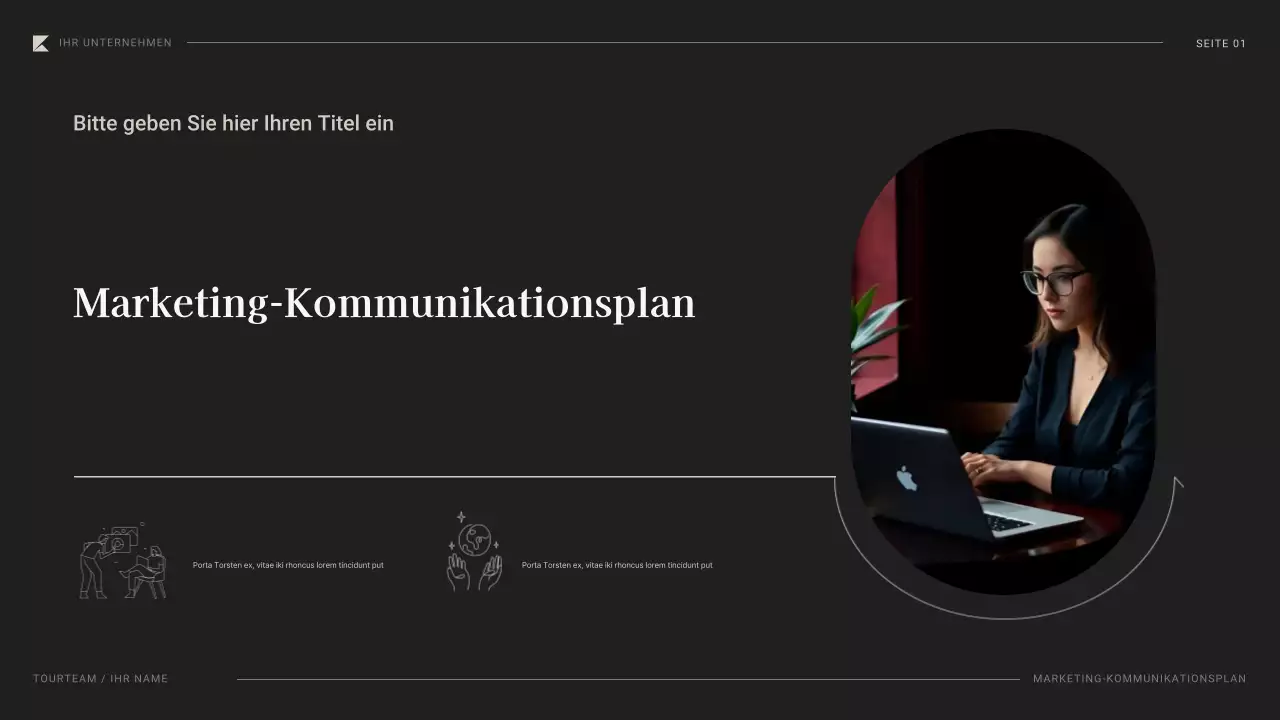 schwarzes professionelles Marketingplan-Dokument