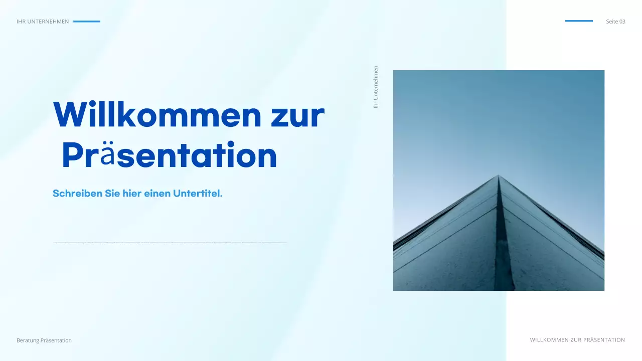 blaues geometrisches IT-Präsentationsdokument