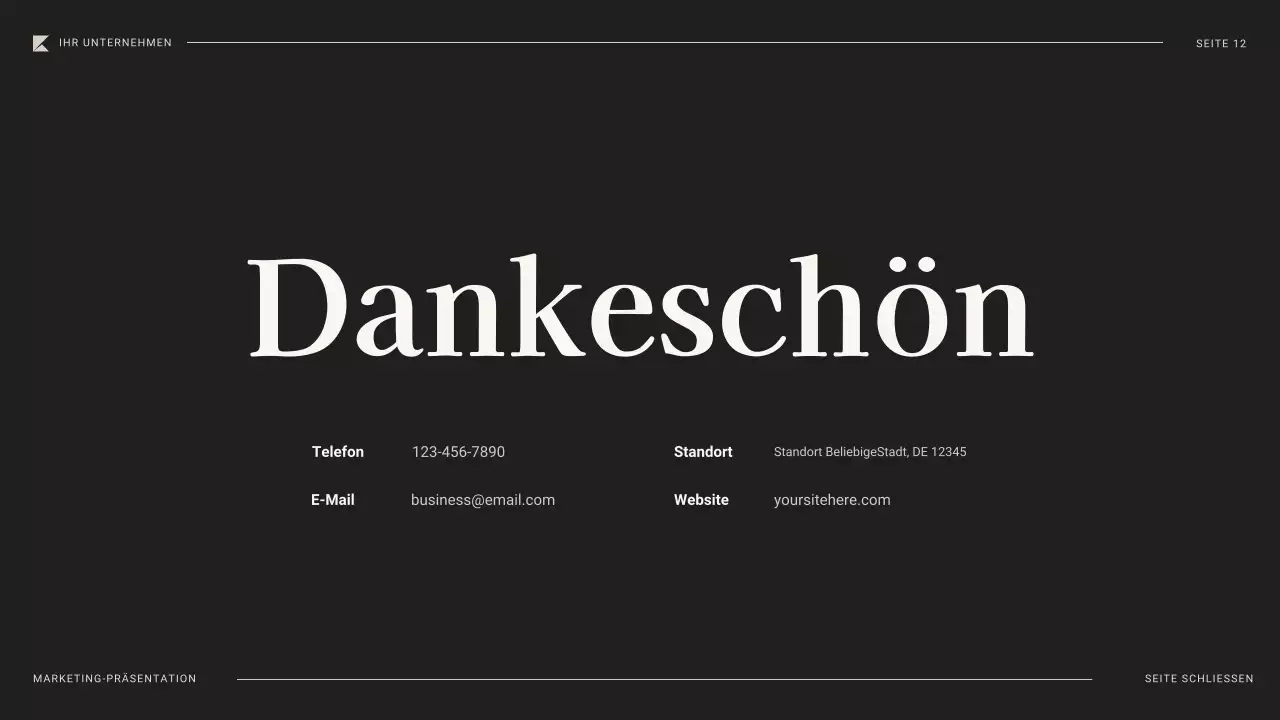 schwarzes professionelles Marketingplan-Dokument