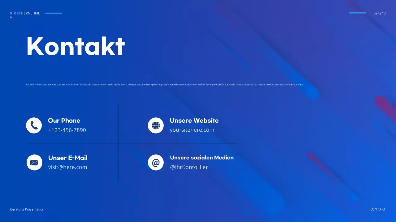 blaues geometrisches IT-Präsentationsdokument