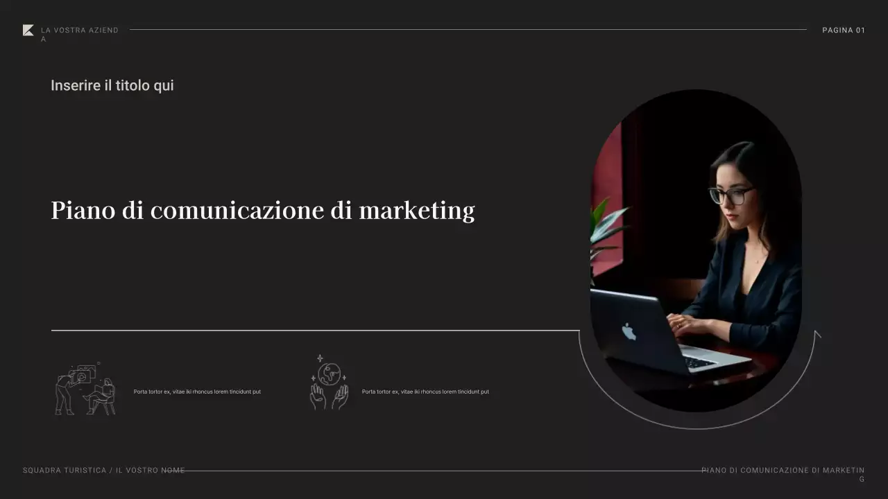 documento di piano di marketing professionale nero