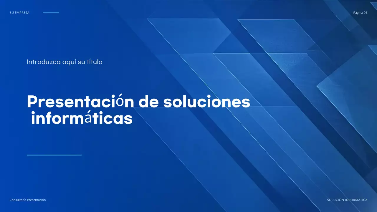 documento geométrico azul de presentación de TI