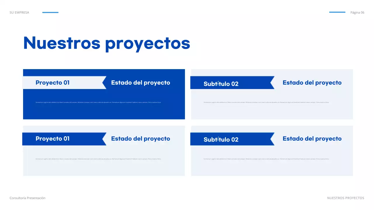 documento geométrico azul de presentación de TI