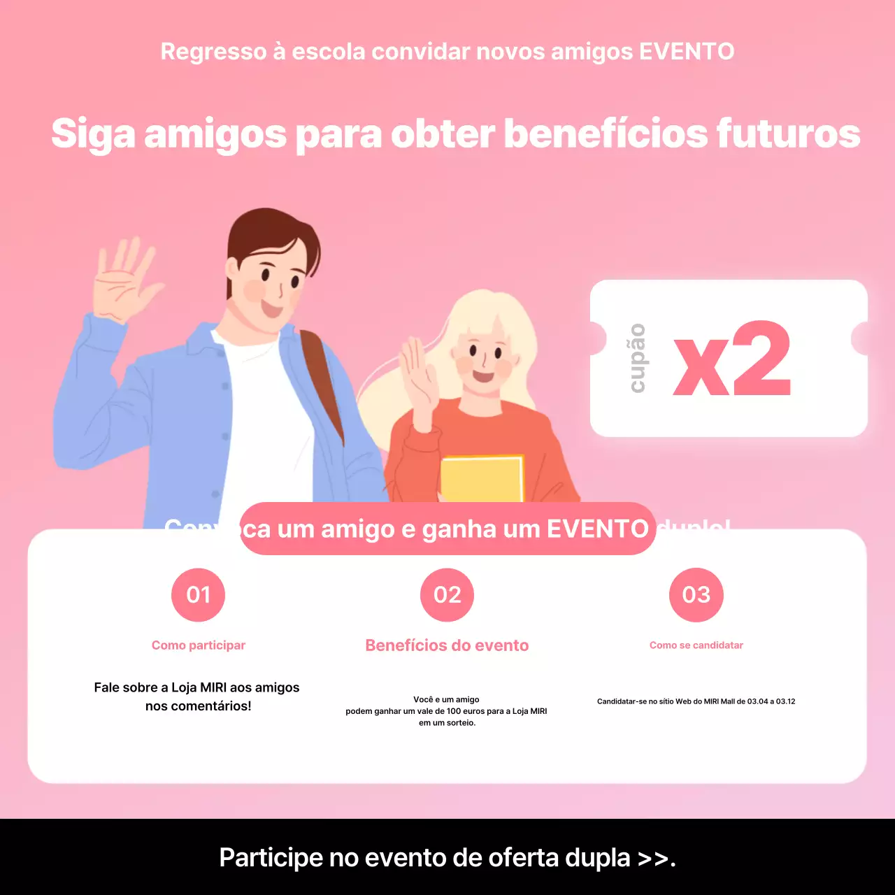 Guia de eventos acolhedores cor-de-rosa