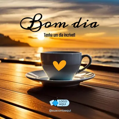 Postagem de mídia social com saudação estética de café laranja