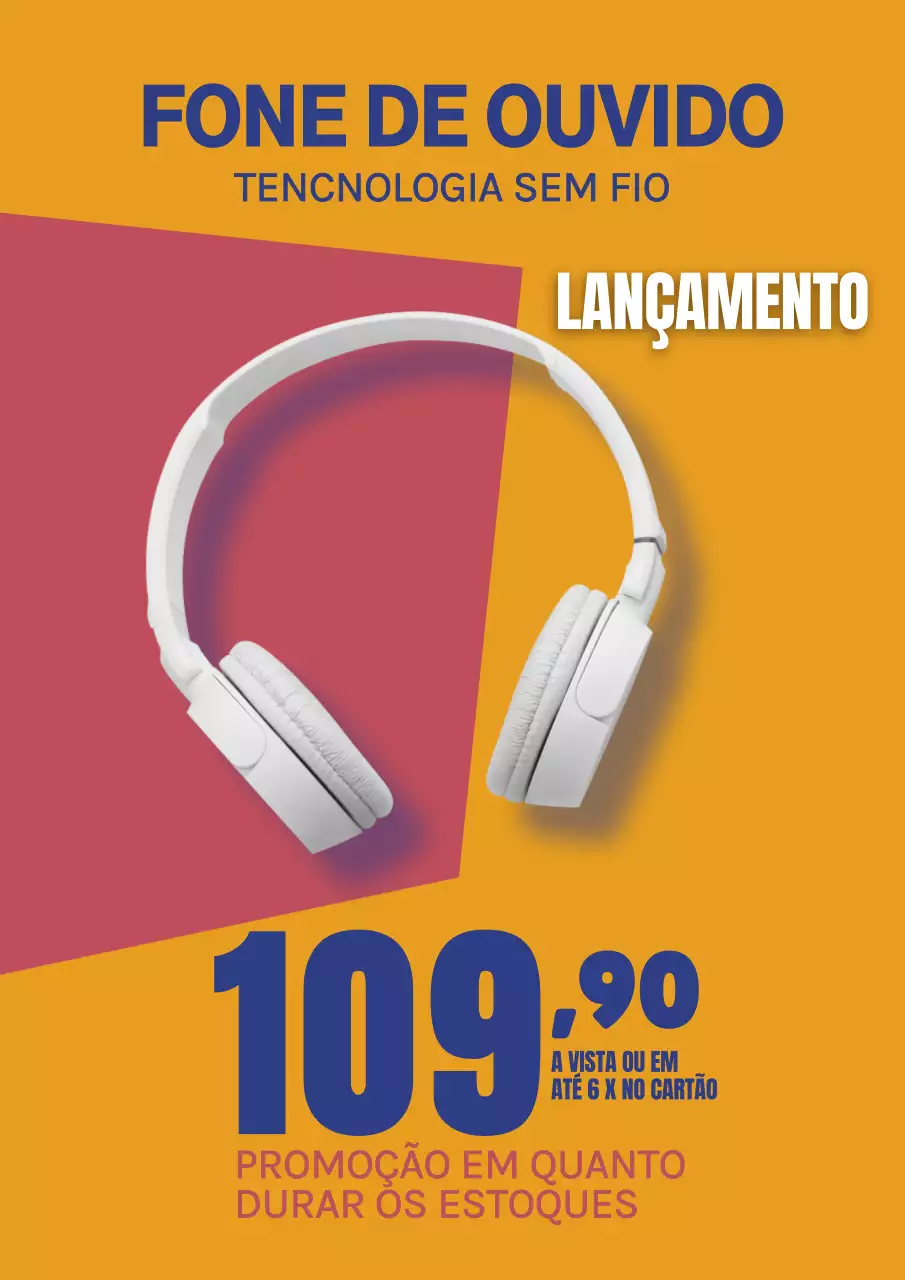 Pôster promocional de fones de ouvido modernos laranja