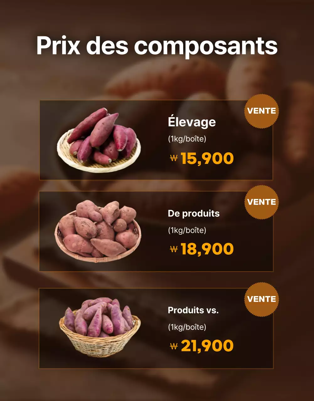 Annonce de produits traditionnels bruns