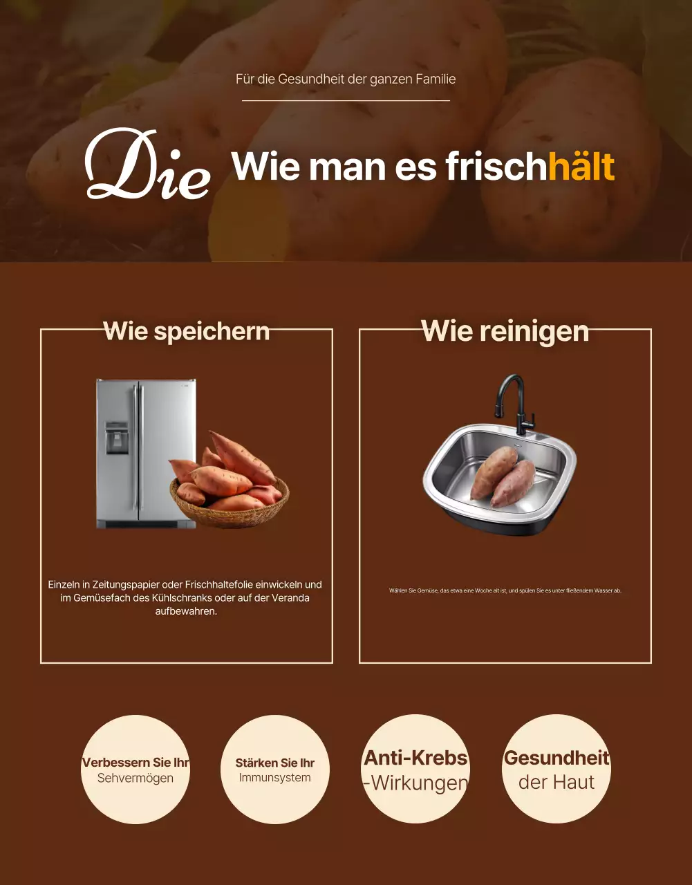 Braune Werbung für traditionelle Produkte