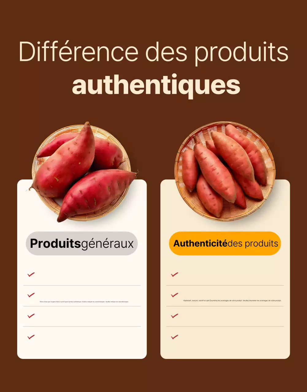 Annonce de produits traditionnels bruns