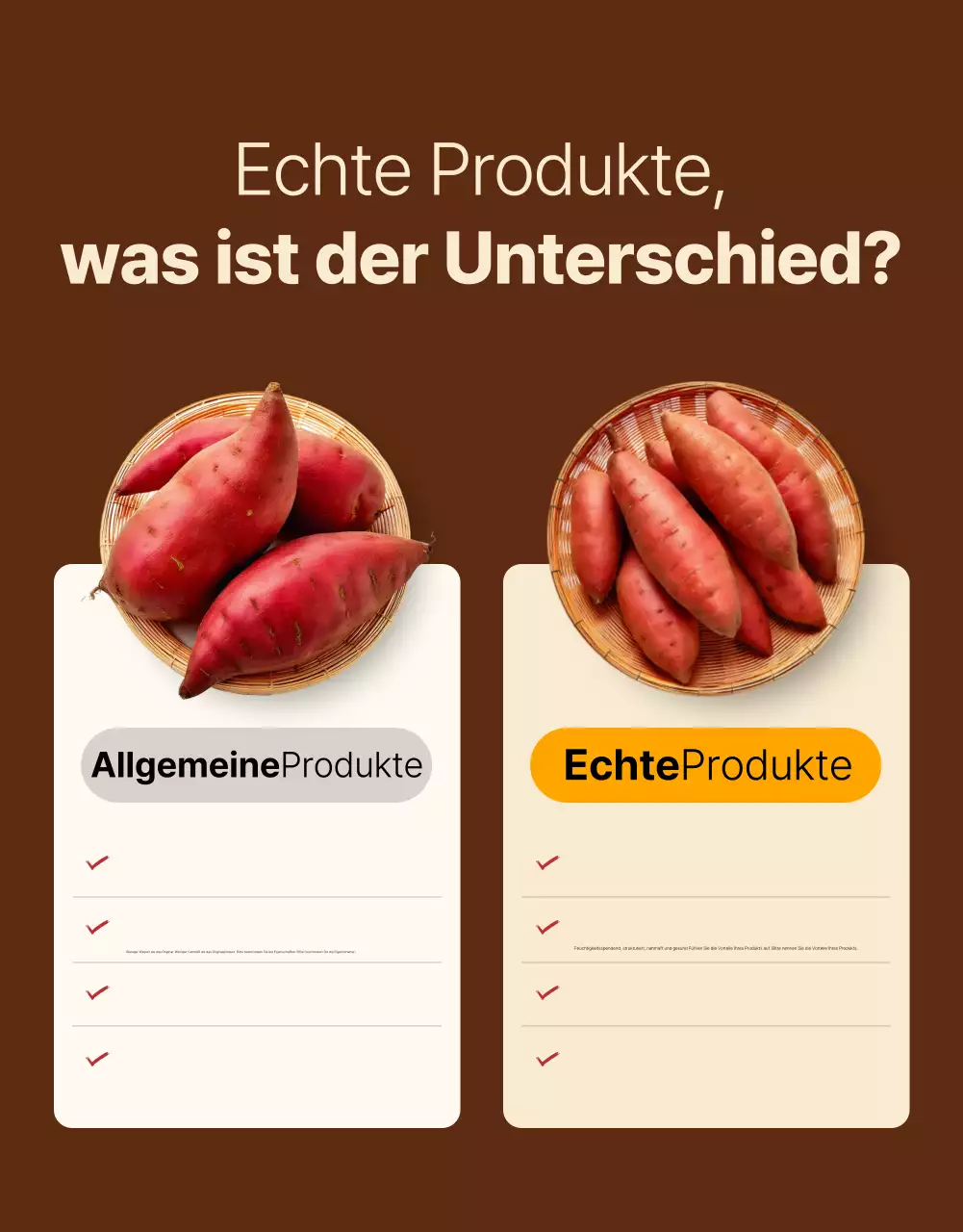Braune Werbung für traditionelle Produkte