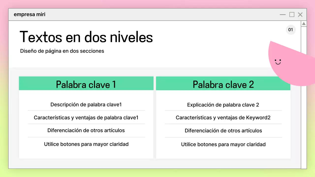 Diseño de presentación simple rosa