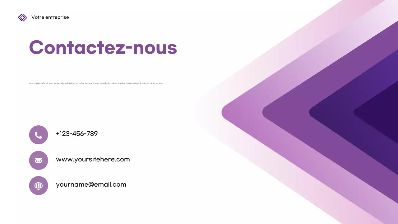 Présentation d'entreprise géométrique violette