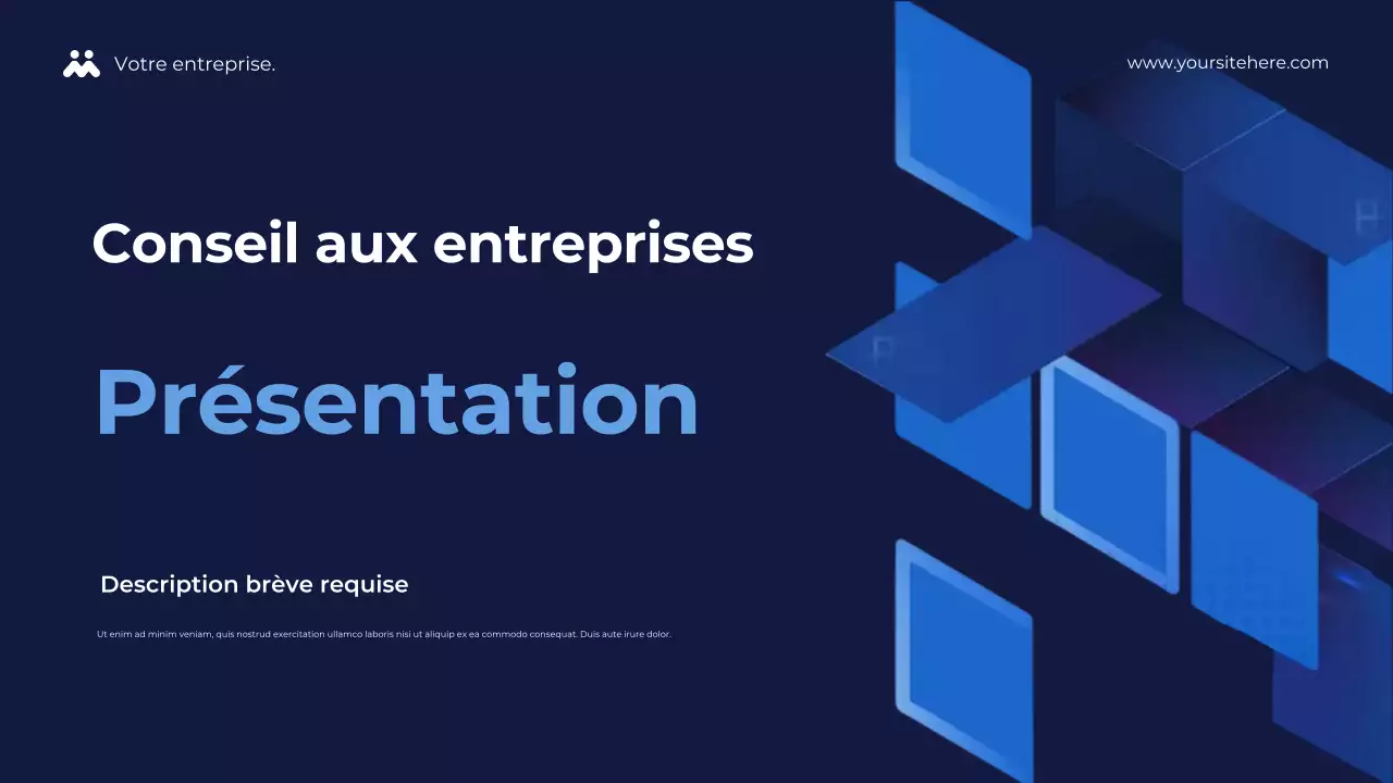 Présentation d'entreprise géométrique bleue