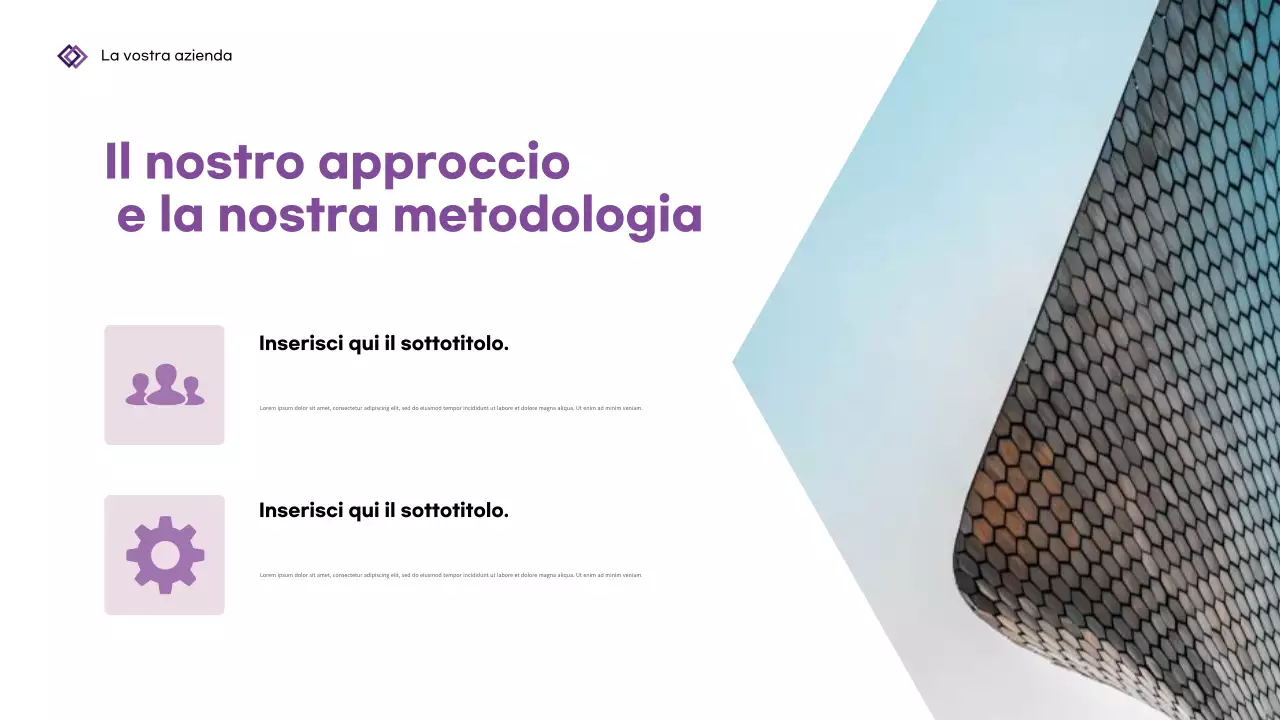 Presentazione aziendale geometrica viola