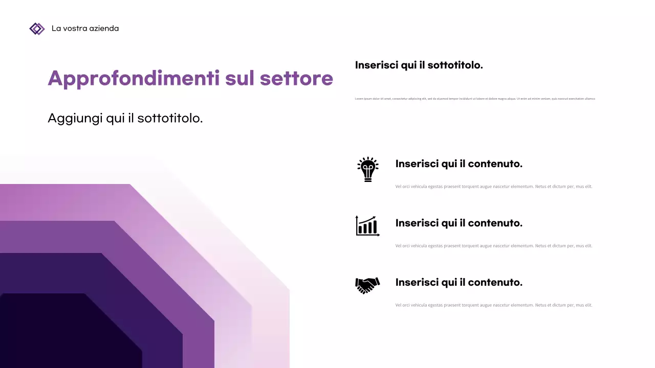 Presentazione aziendale geometrica viola