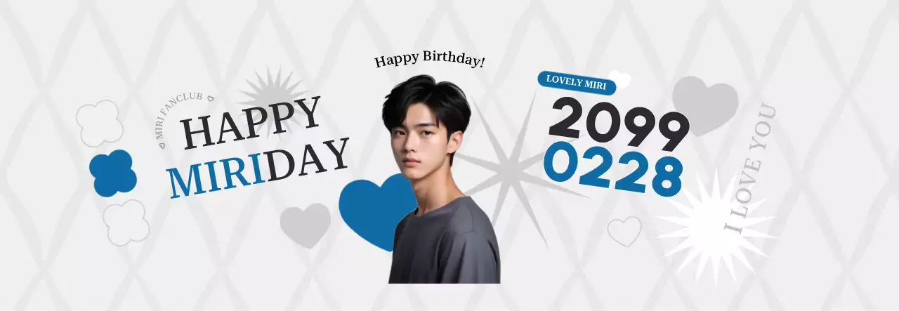 グレー モダン 誕生日 ポスター