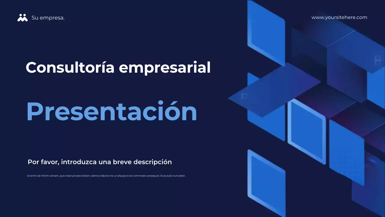 Presentación empresarial geométrica azul