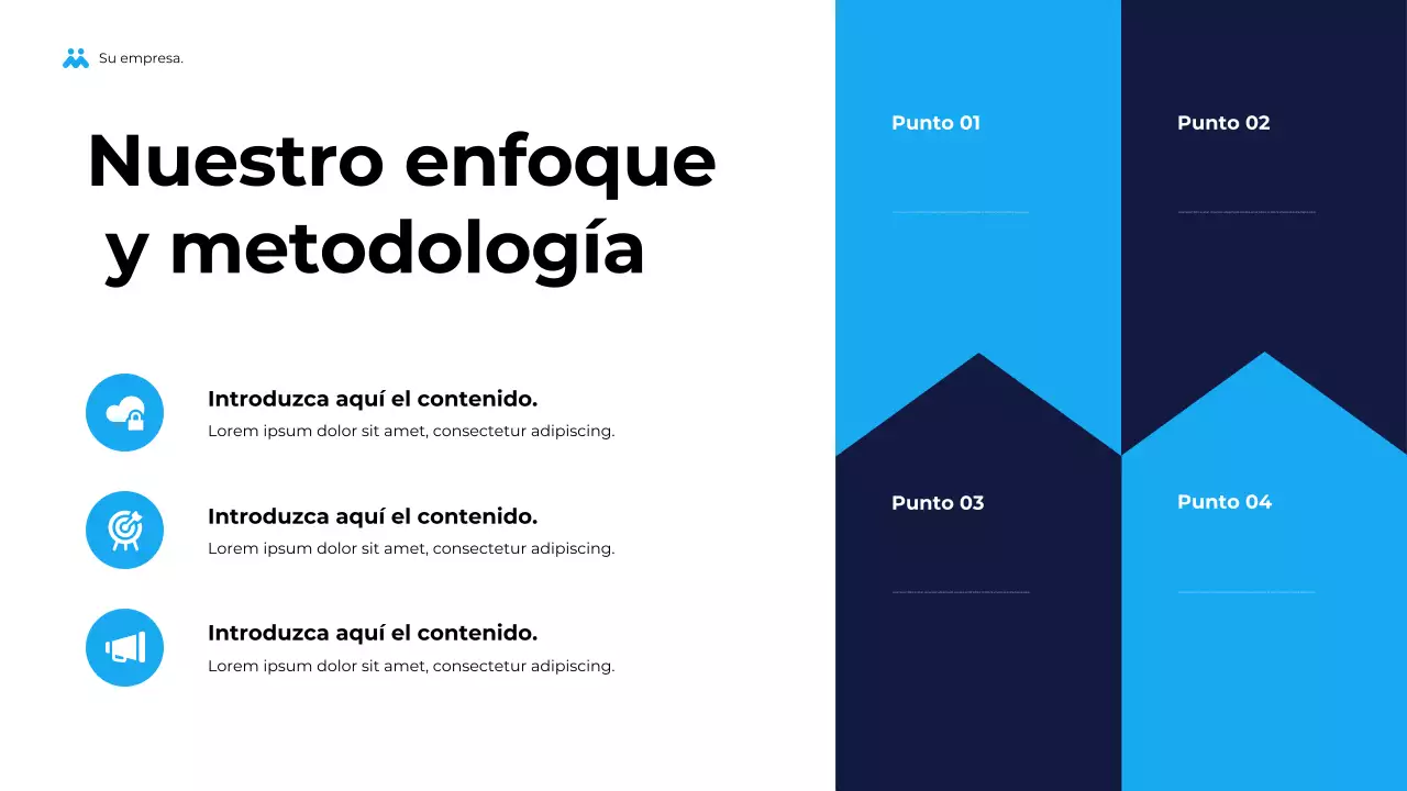 Presentación empresarial geométrica azul